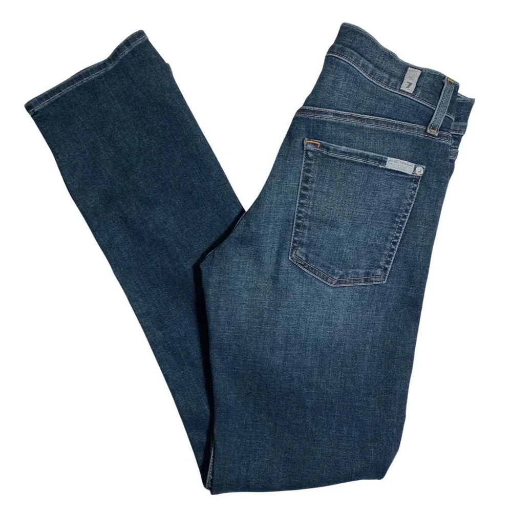 7 For All Mankind | Men | Slimmy Distressed Dark Wash Slim Straight Jeans | 29